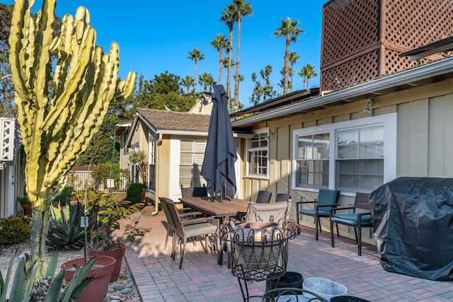 view of patio / terrace featuring a grill