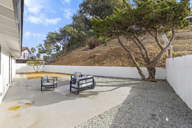 view of patio featuring an outdoor living space