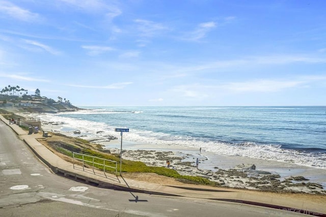 view of water feature with a view of the beach