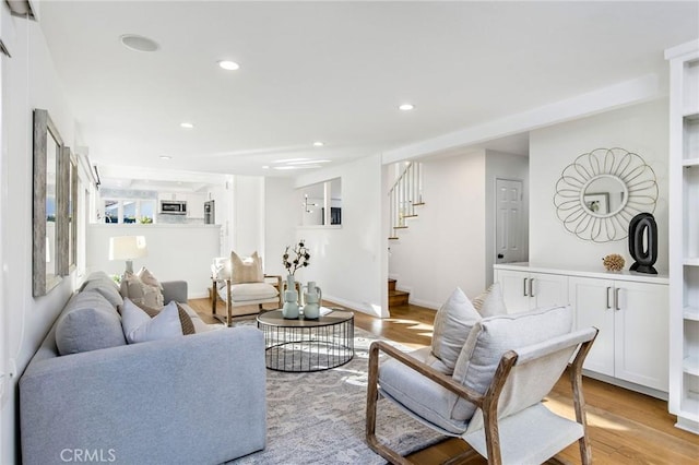 living room featuring light hardwood / wood-style flooring