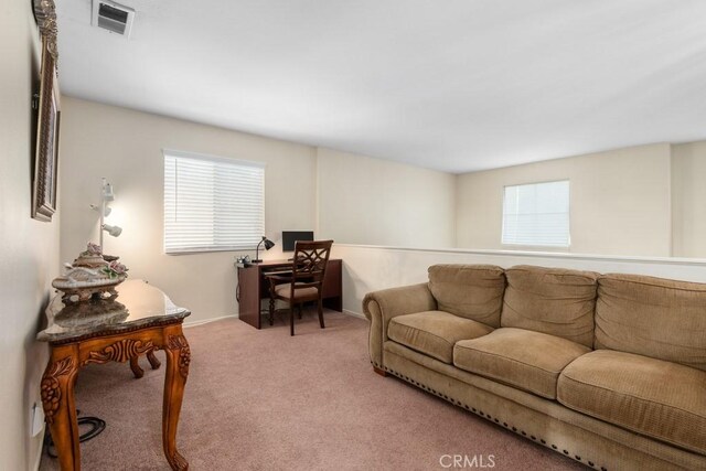 living room featuring carpet