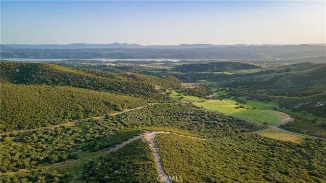 birds eye view of property with a mountain view