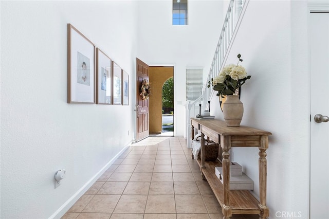 interior space with light tile patterned floors