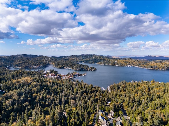 aerial view with a water and mountain view