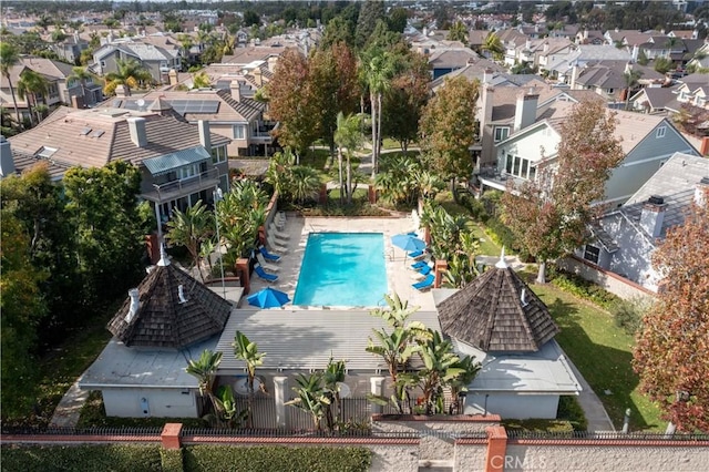 6218 Tobruk Ct, Long Beach, CA 90803 - aerial perspective of suburban area featuring a pool