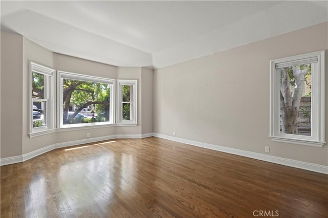 unfurnished room with wood-type flooring