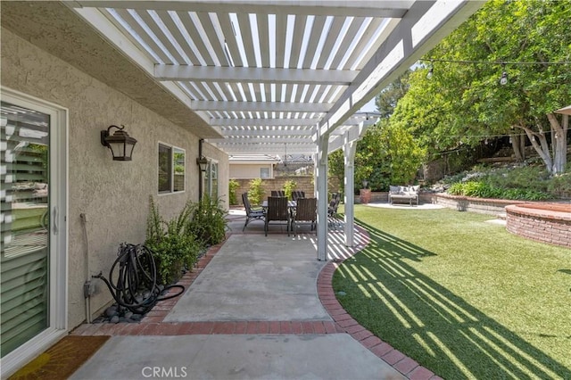 view of patio with a pergola