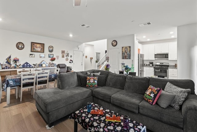 living room featuring light hardwood / wood-style floors