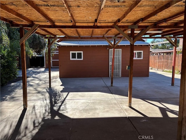 view of patio / terrace featuring an outdoor structure