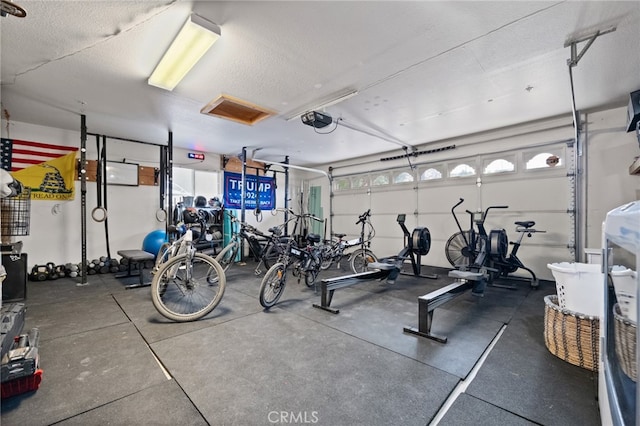 garage with a garage door opener