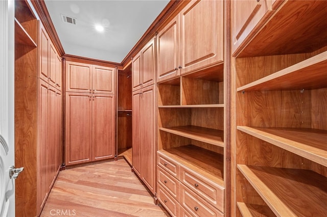 walk in closet featuring light wood-type flooring