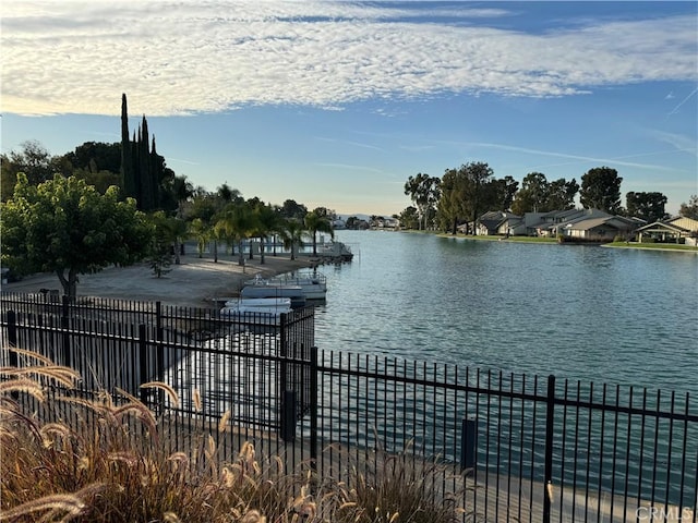 view of dock featuring a water view