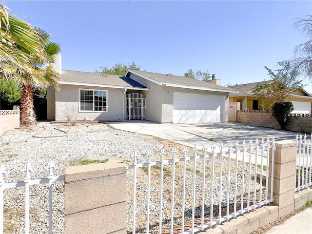 single story home with a garage