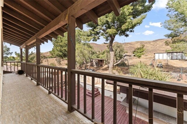 balcony with a mountain view