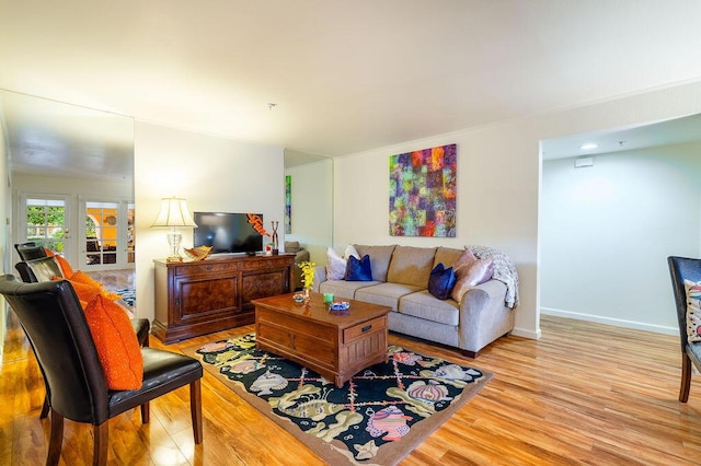 living room featuring light hardwood / wood-style floors