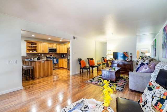 living room featuring light hardwood / wood-style floors