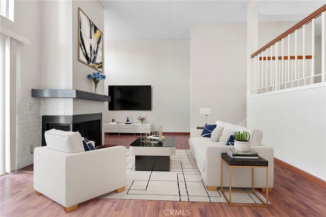 living room with light hardwood / wood-style floors