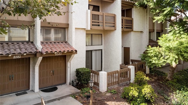 view of building exterior with a garage