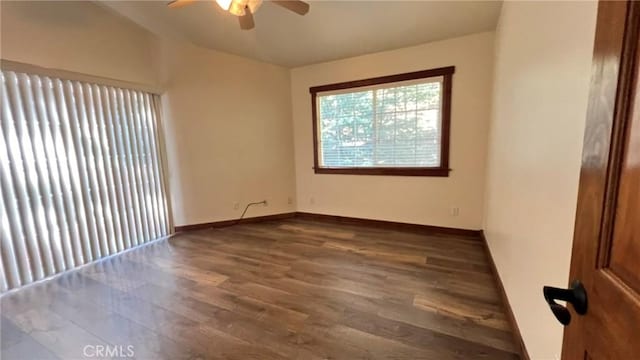 24861 Finhaut Dr, Crestline, CA 92325 - spare room with a ceiling fan and wood finished floors