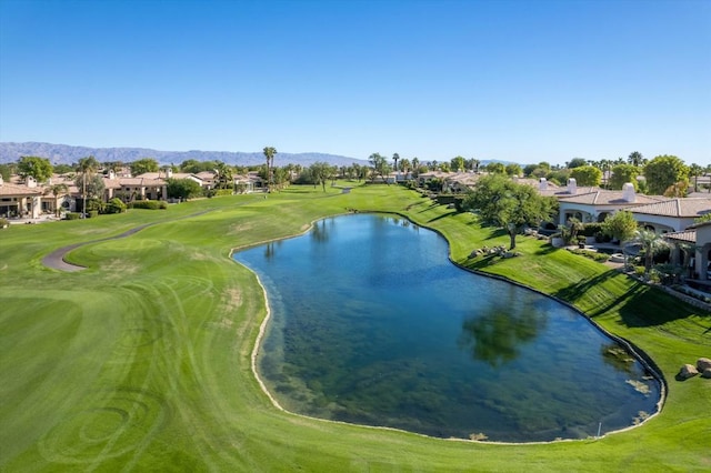 view of property's community featuring a water and mountain view