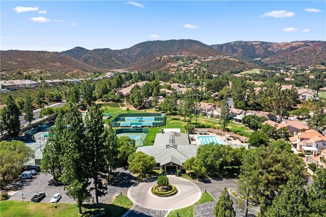 aerial view featuring a mountain view