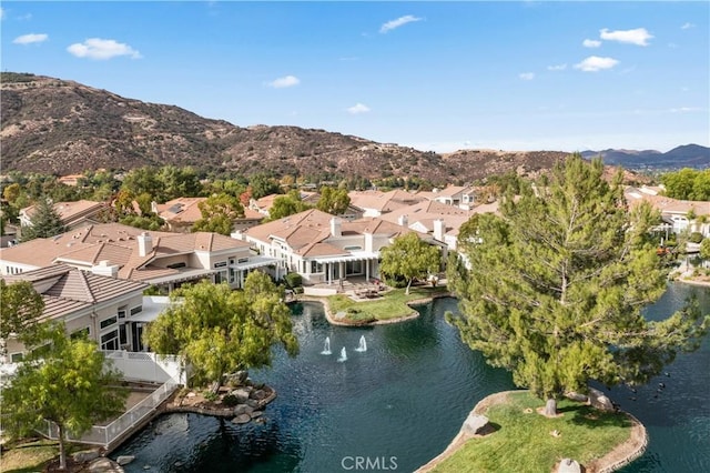 aerial view with a water and mountain view