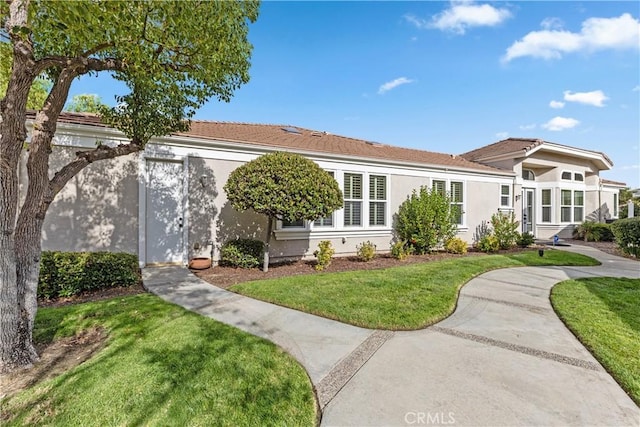 ranch-style house featuring a front lawn