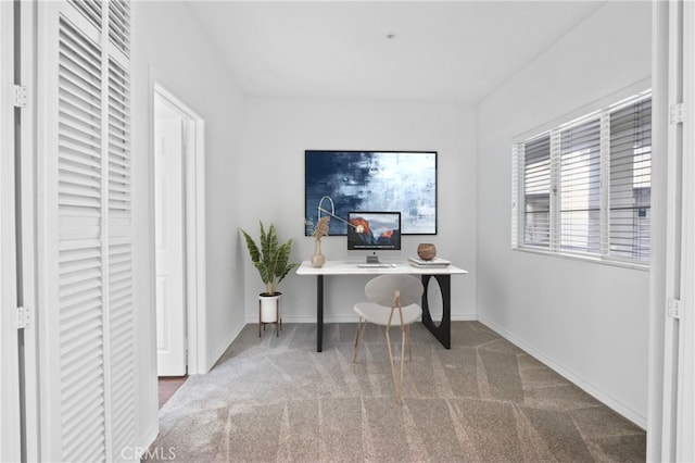 office area with carpet flooring