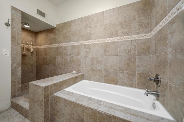 bathroom with plus walk in shower