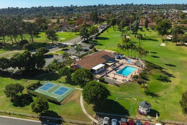 drone / aerial view with a residential view