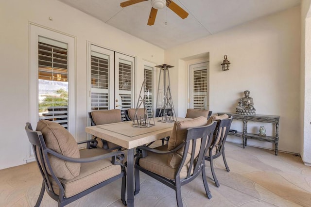 view of patio with ceiling fan