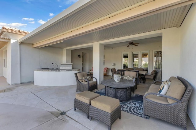 view of patio with an outdoor kitchen