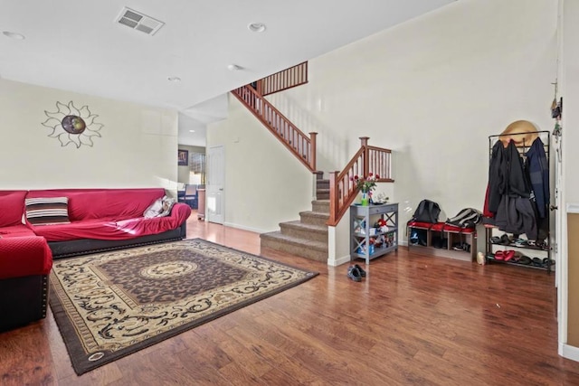 living room featuring dark hardwood / wood-style floors