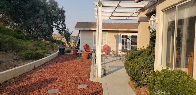 exterior space featuring a pergola