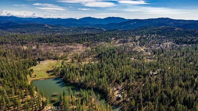 aerial view with a water and mountain view