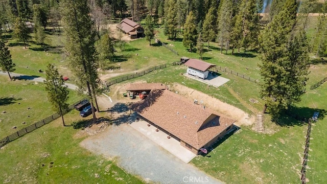 aerial view featuring a rural view