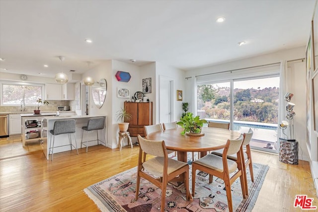 dining area featuring light hardwood / wood-style flooring