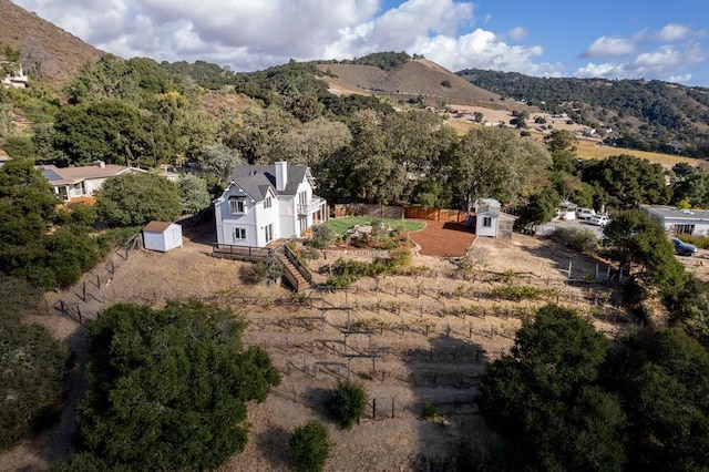 aerial view with a mountain view