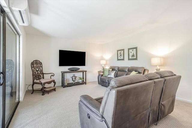 living room featuring light colored carpet