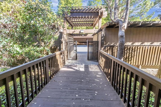 exterior space with a pergola and a deck