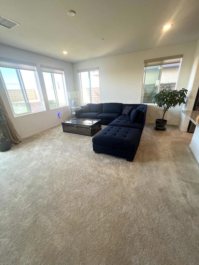 living room with carpet