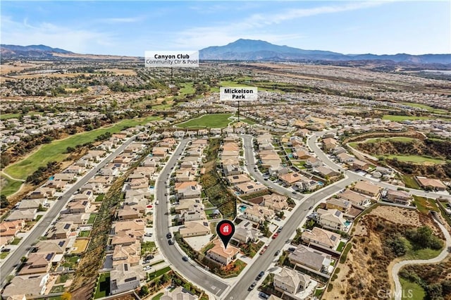 drone / aerial view with a mountain view