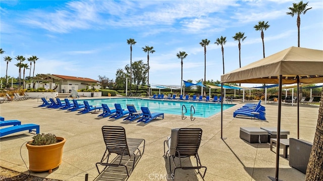 view of pool featuring a patio area