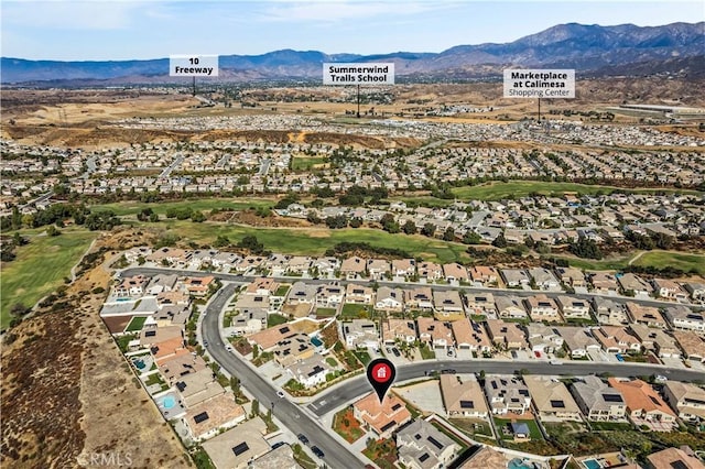 aerial view with a mountain view