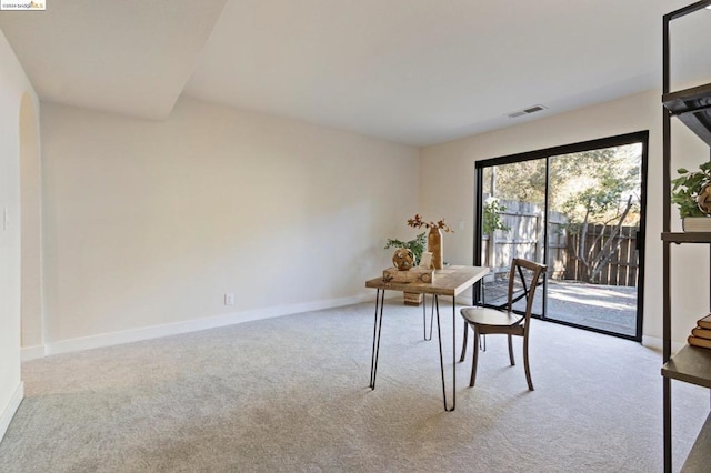 view of carpeted office space