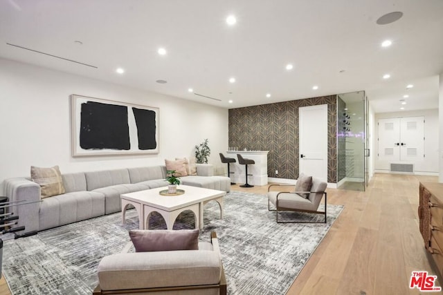 living room featuring light hardwood / wood-style floors