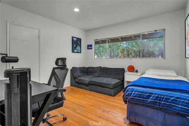 4614 La Subida Pl, Tarzana, CA 91356 - bedroom featuring wood finished floors, recessed lighting, and an office area
