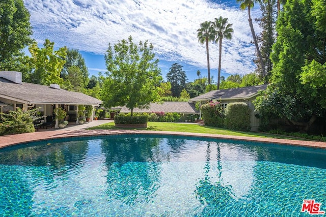 view of pool featuring a patio