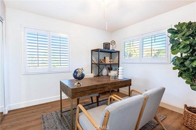 office with hardwood / wood-style floors