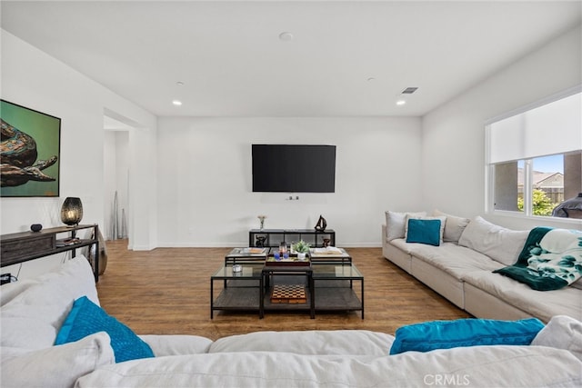 living room featuring hardwood / wood-style flooring